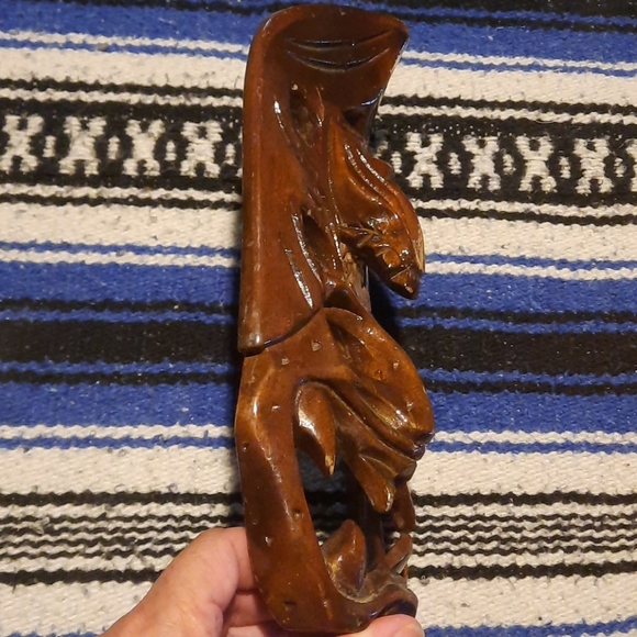 Wooden Hand Carved Mask Face Wall Hanging - Picture 6 of 6